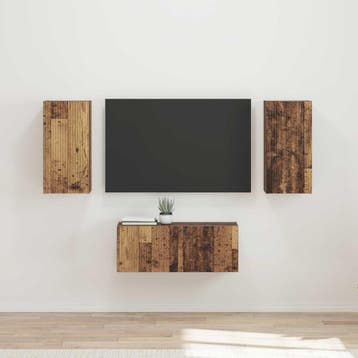 vidaXL Tv-meubelset 6 st Oudhout Bewerkt hout, Minder dan 50 cm, Verzenden, Nieuw, Minder dan 100 cm