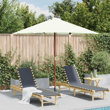 vidaXL Parasol met houten paal 150x200 cm zandkleurig, Verzenden, Nieuw, 1 tot 2 meter