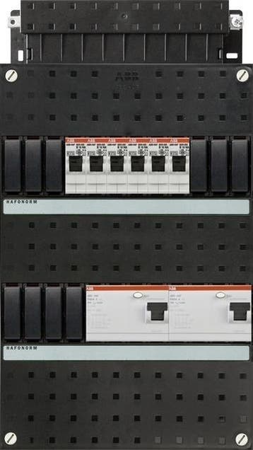ABB groepenkast 3-fase, 6 groepen, 2 Aardlekschakelaars 4-P, Nieuw