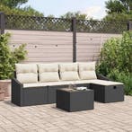 vidaXL Bankstel met kussen 5 pcs poly rattan, Verzenden, Nieuw, Rotan, 5 zitplaatsen