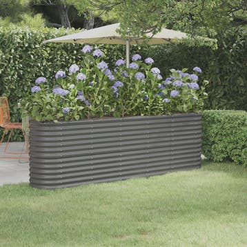 vidaXL Plantenbak 224x40x68 cm gegalvaniseerd staal grijs, 100 cm of meer, Verzenden, Nieuw, Metaal