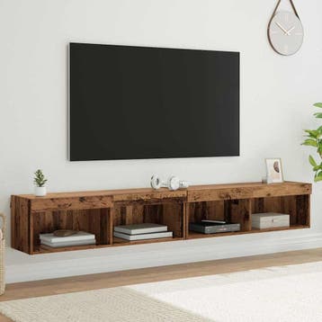 vidaXL Tv-meubelset 2 st Oudhout Bewerkt hout, Huis en Inrichting, Kasten | Televisiemeubels, 100 tot 150 cm, Verzenden, Nieuw