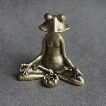 Meditatie Kikker Beeldje Antiek Messing - Wierookhouder & Ze