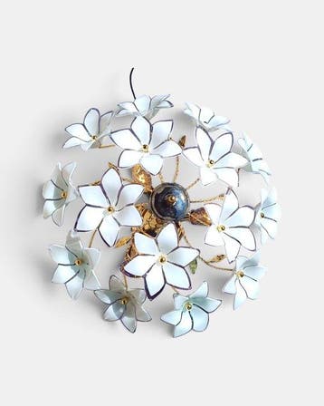 Plafondlamp - Glas - Witte Bloem Lamp