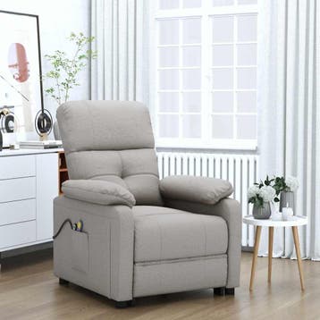 vidaXL Massagestoel elektrisch stof taupe, Verzenden, Nieuw
