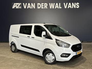 Ford Transit Custom 2.0 TDCI 131pk L2H1 Dubbele Cabine Euro6, Stof, Gebruikt, Wit, Dealer onderhouden