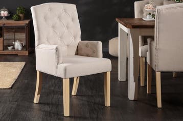 Elegante fauteuil CASTLE beige met Chesterfield stiksels in, Ophalen of Verzenden, Nieuw