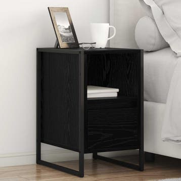 vidaXL Nachtkastje 2 st Zwart Eiken 39,5 x 30 x 50 cm, Minder dan 45 cm, Verzenden, Nieuw, Minder dan 55 cm