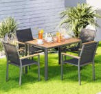4 Stapelbare Tuinstoelen Aluminium Textileen met WPC, Verzenden, Nieuw, Aluminium, Stapelbaar