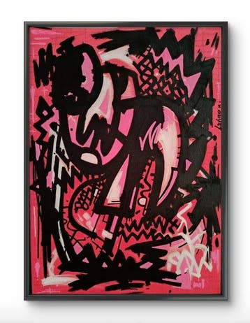 Le Viro (1983) - Pink Dragon (Original Artwork on canvas