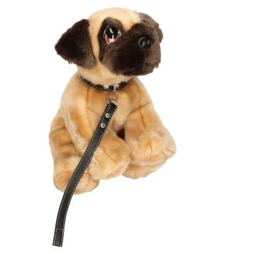 Keel Toys mopshond knuffel - pluche - met riem - 30 cm, Verzenden, Nieuw