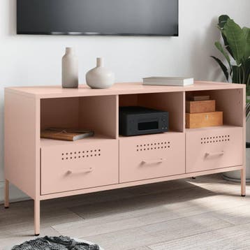 vidaXL Tv-meubel 100,5x39x50,5 cm staal roze, Huis en Inrichting, Kasten | Televisiemeubels, Verzenden, Nieuw, Metaal