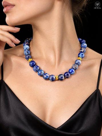 Jasper-edelsteenketting - 925 sterlingzilver - goudvergulde
