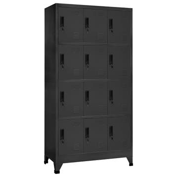 vidaXL Lockerkast 90x45x180 cm staal antracietkleurig, Verzenden, Nieuw