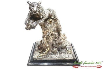 Andros in Lastra Argento - sculptuur, leopardo in posa