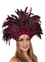 Grote Verentooi Roze Pauwenveren Burlesque Hoofdtooi Carnava, Ophalen of Verzenden, Nieuw, Carnaval
