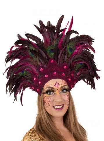 KIMU® Grote Verentooi Roze Pauwenveren Burlesque Hoofdtooi C, Kleding | Dames, Carnavalskleding en Feestkleding, Ophalen of Verzenden