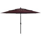 vidaXL Parasol 3-laags met aluminium paal 3,5 m bordeauxrood, Verzenden, Nieuw, 3 tot 4 meter
