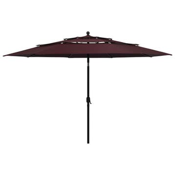 vidaXL Parasol 3-laags met aluminium paal 3,5 m bordeauxrood, Verzenden, Nieuw, 3 tot 4 meter