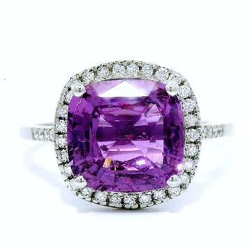 Ring Platina - 3.28ct. tw. Saffier - Diamant - Plat 950EF, Nieuw