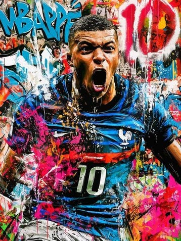 IPR Graph - Kylian Mbappé: Energía Urbana en Neon Pop, Nieuw