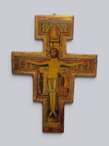 Icoon - Hout - San Damiano Kruis - 41 cm