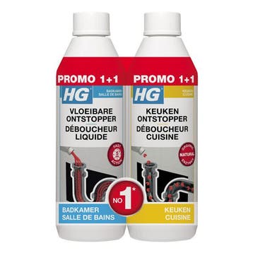 HG vloeibare ontstopper + HG keukenonststopper | Combideal, Verzenden