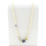 Gouden barokparel collier met chalcedoon en sodaliet; Sch..., Gebruikt, Overige kleuren, Ophalen of Verzenden, Met edelsteen