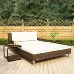 vidaXL Ligbed met kussens 2-persoons poly rattan bruin, Tuin en Terras, Ligbedden, Verzenden, Nieuw