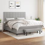vidaXL Boxspring met matras stof lichtgrijs 160x200 cm, Huis en Inrichting, Slaapkamer | Bedden, Verzenden, 200 cm, 160 cm, Nieuw