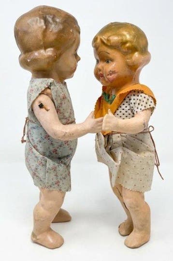 Peponas - Pop (2) articuladas carton piedra - 1930-1940 -