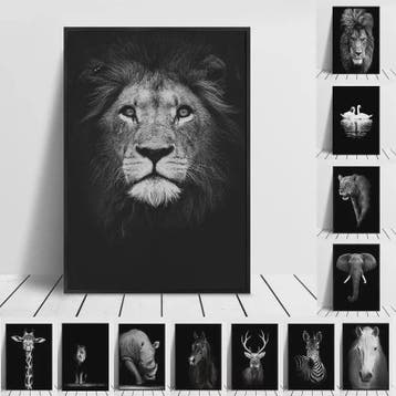 Moderne Canvas Schilderijen met Dieren: Leeuw, Olifant, Zebr