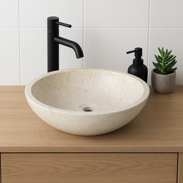 Wasbak | Wastafel | Marmer | 40x30x12 | Natuursteen | Crème, Verzenden, Nieuw