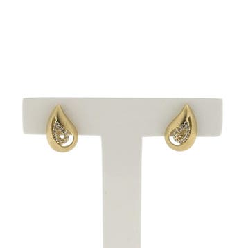 Gouden oorstekers met zirconia (Oorbellen), Gebruikt, Ophalen of Verzenden, Met edelsteen, Goud