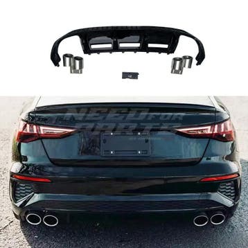 Diffuser With Black Exhaust Tips Voor Audi A3 S Line/S3 8Y, Ophalen of Verzenden, Nieuw