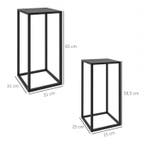 Set van 2 plantenstandaards – zwart staal en houtdesign, Verzenden, Nieuw
