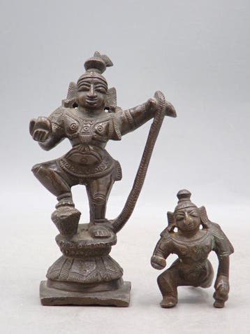 Figuur - Two figures of Krishna (2) - Brons