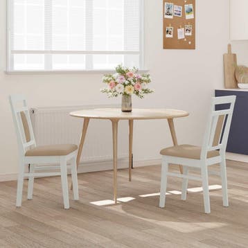 Set van 2 Eetkamerstoelen - Massief hout - vintage - wit en, Huis en Inrichting, Verzenden, Nieuw