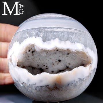 Exclusief - Witte Agaat Geode Bol Topkwaliteit agaatbol met