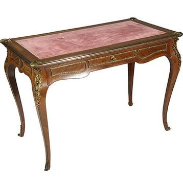 Bureau plat verguld brons en inlegwerk gesigneerd Auguste Ch, Ophalen of Verzenden