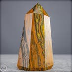 Natuurlijke tijgeroog-obelisk met goudbruine, zijdezachte