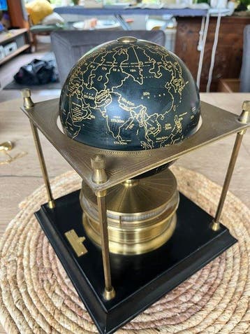 Wereldklok - Franklin Mint - Verguld, Messing, Porselein,, Antiek en Kunst