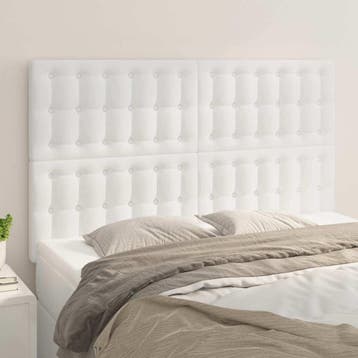 vidaXL Hoofdbord wit 144x5x118/128 cm kunstleer, Verzenden, Nieuw, Wit, Overige materialen