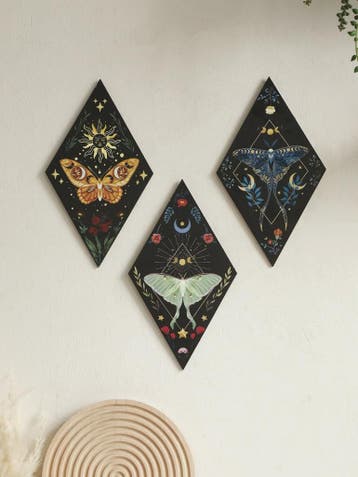 Unieke Houten Wanddecoratie Ruit Vlinder Maan Ster - Scandin, Verzenden, Nieuw