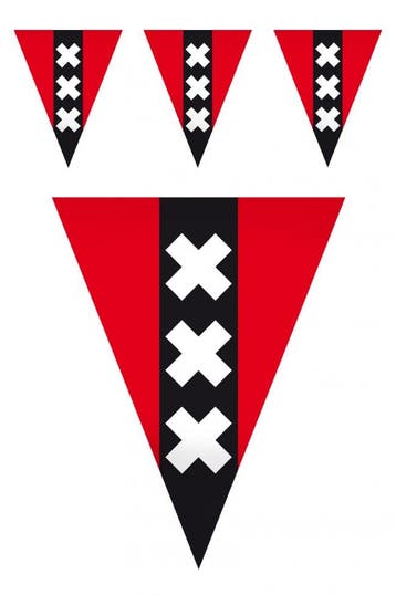 KIMU® Vlaggetjes Amsterdam Rood Zwart Slinger Wapen XXX Vlag, Ophalen of Verzenden, Nieuw, Feestartikel, Carnaval