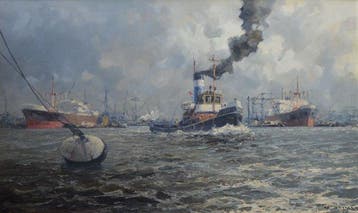 M. de Jongere (1912-1977) - Sleepboot Hector in de haven van