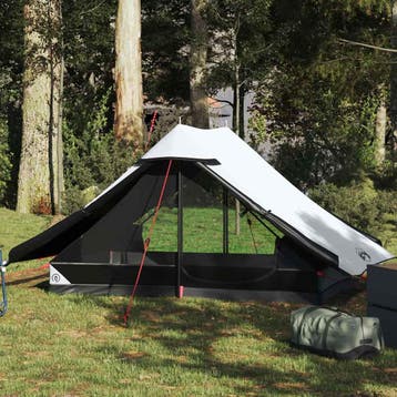 vidaXL Tent 2-persoons waterdicht verduisterend stof wit, Caravans en Kamperen, Verzenden, Nieuw, Tot en met 2