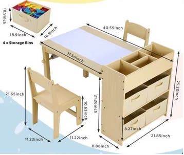 Kinder Tekentafel met 2 Stoelen Hout met Opbergruimte, Verzenden, Nieuw