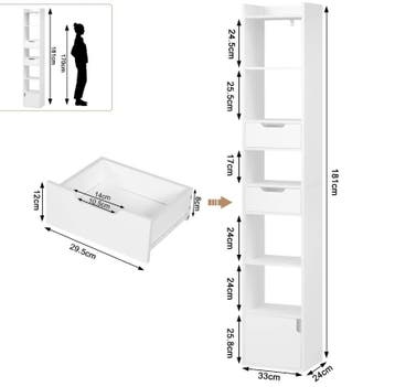 Boekenkast – Smalle Hoge Stellingkast – Wit of Licht Eiken, Huis en Inrichting, Kasten | Stellingkasten, Verzenden, Nieuw