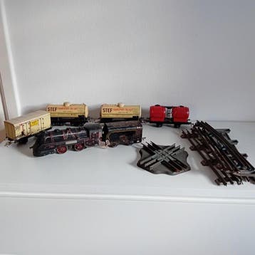 JEP loco à vapeur + tender + 4 wagons + rails 0 -